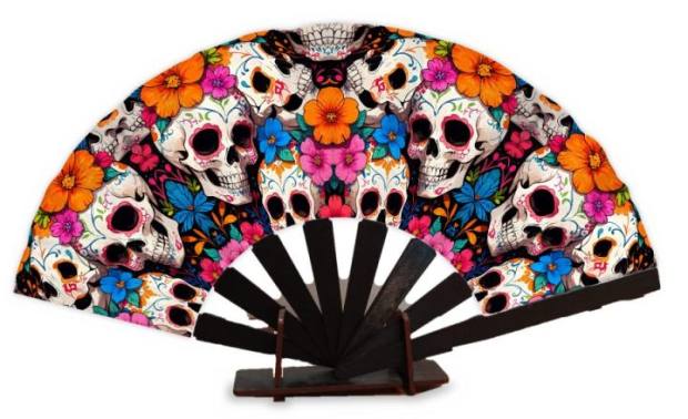 Abanico Catrinas con flores